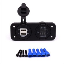 Prise de courant de double chargeur USB de voiture avec voltmètre de moniteur de panneau d&#39;affichage numérique LED et compteur de courant pour bateau/RV